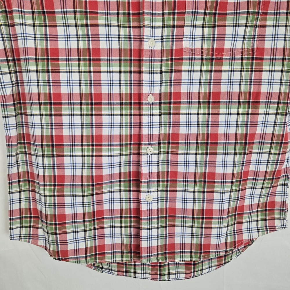 Abercrombie & Fitch Mens Button Down Shirt Size M Red Plaid Short Sleeve Preppy - Picture 4 of 7